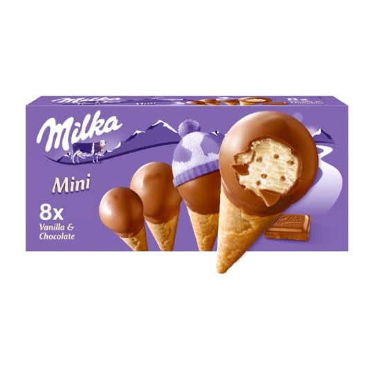 MILKA MINI CONES VANILLA X8 140G