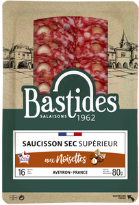 BASTIDES SAUCISSON SEC AUX NOISETTE 80G