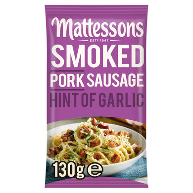 MATTERSONS GARLIC   SMOKED PORK SAUSAGES 130G