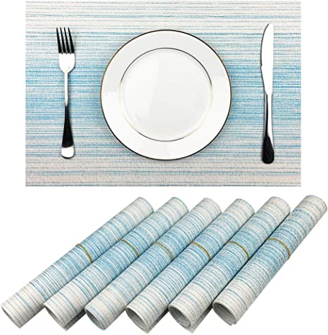 PLACEMAT WOVEN BLUE WHITE STRIPES 45X30CM