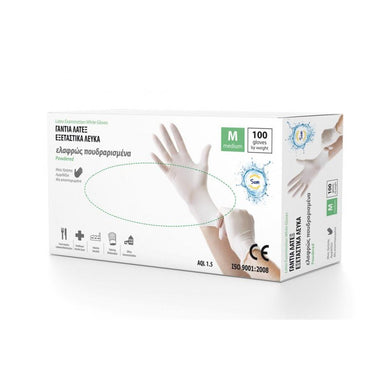 DISPOSABLE LATEX GLOVES WHITE LARGE 100PC