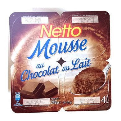 NETTO MOUSSE CHOCOLAT LAIT  4X60G